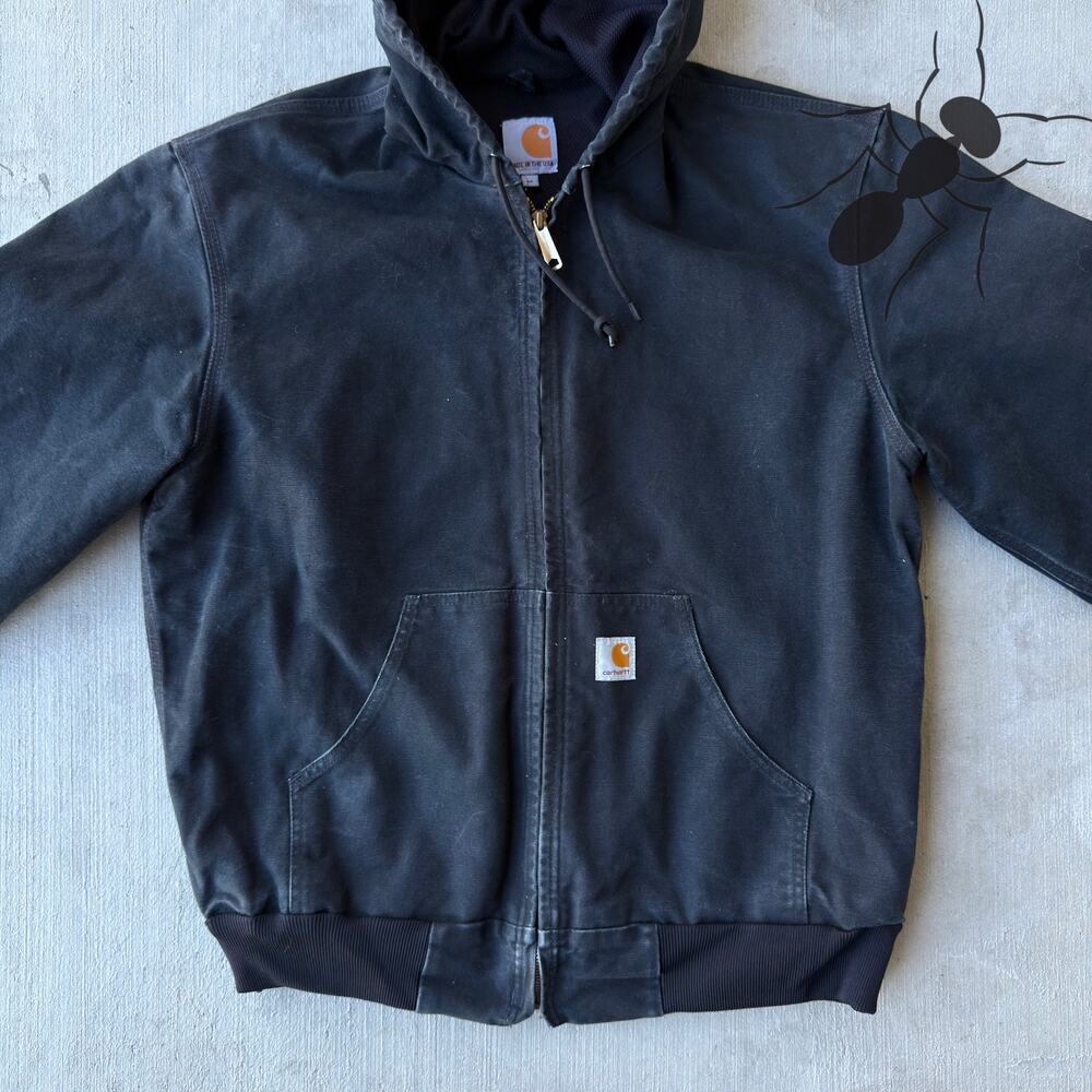 Vintage Y2K Carhartt J131 black active hooded work wear jacket - Picture 3 of 7